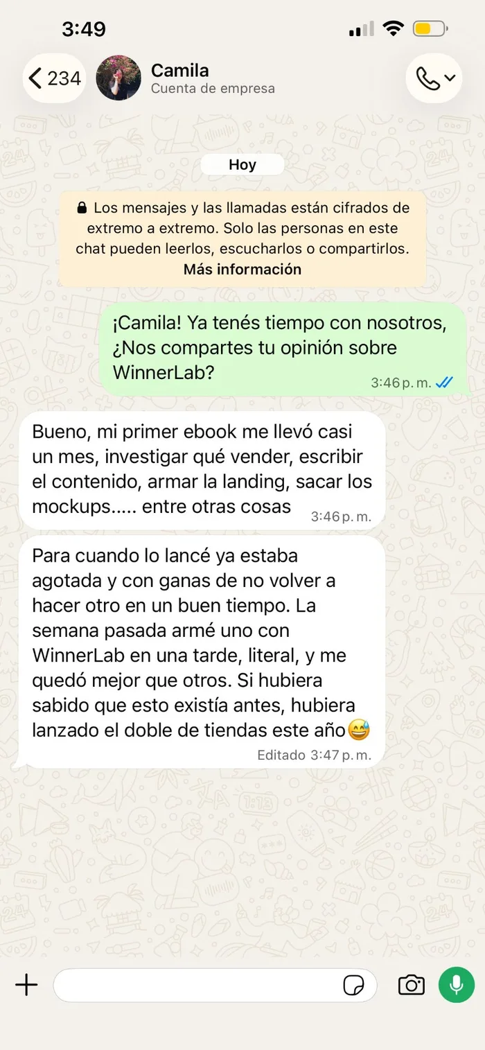 Testimonio de Camila: armó un ebook con WinnerLab en una tarde y le quedó mejor que los anteriores